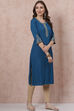 Petrol Blue LIVA Straight Kurta image number 0